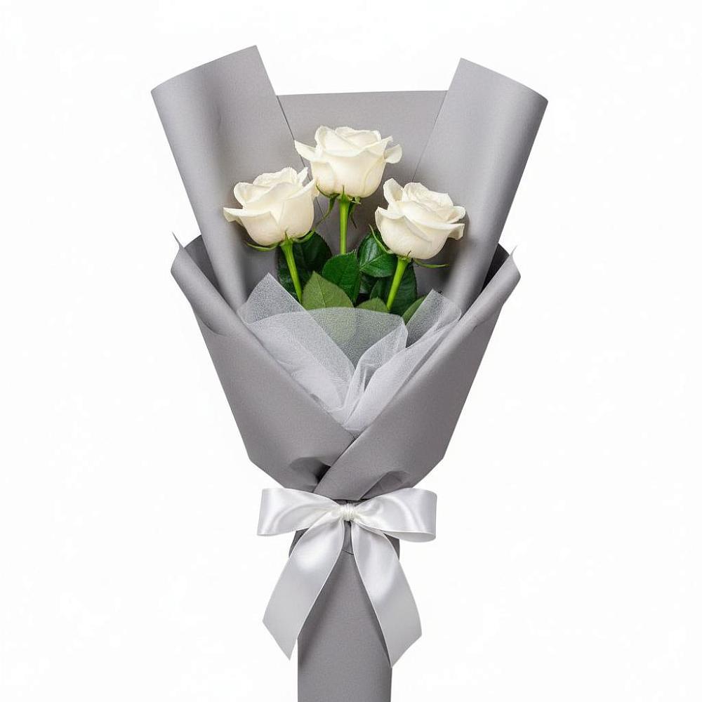 Букет 3 белые розы в Майский