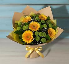 Букет цветов из:  Герберы и Хризантемы в Майский