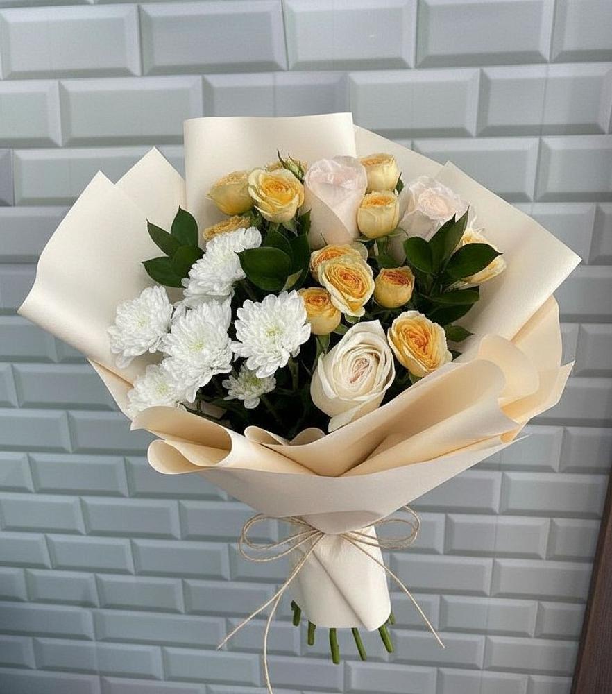 Букет цветов из: Розы и Хризантемы в Майский