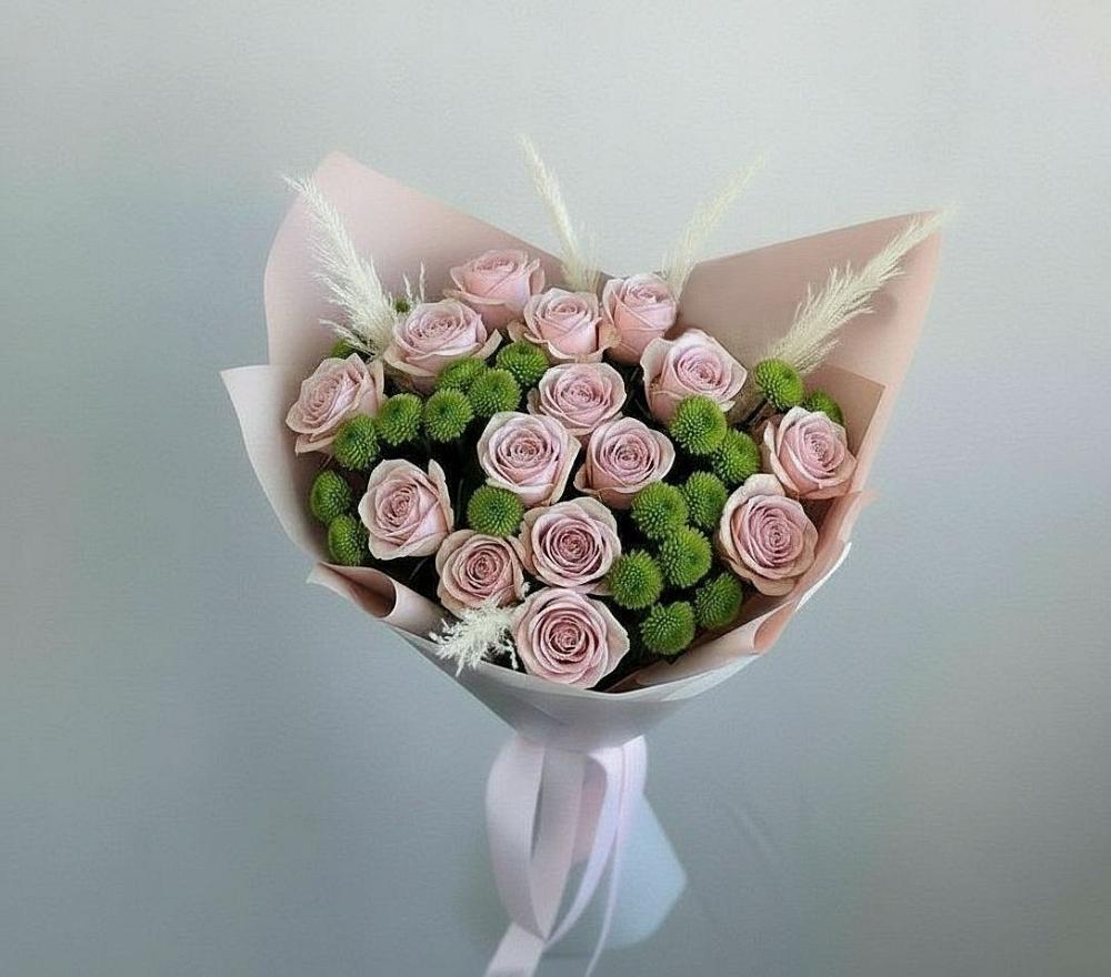 Букет цветов из: Розы и Хризантемы в Майский