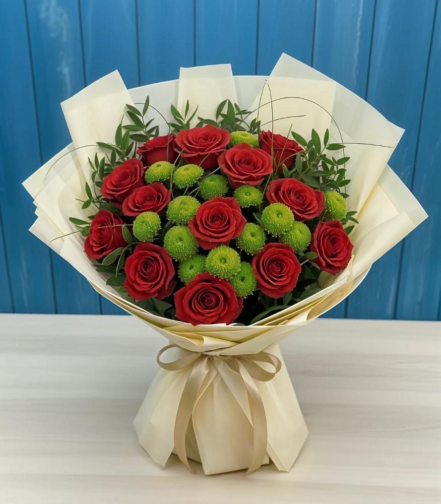 Букет цветов из: Розы и Хризантемы в Майский